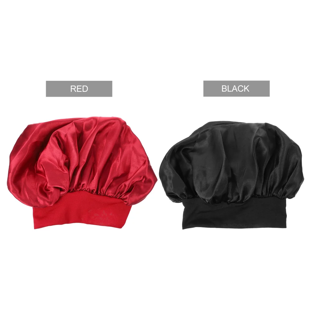 

2pcs Nightcap Sleeping Cap Hair Care Cap Bouffant Cap Elastic Bonnet Hat