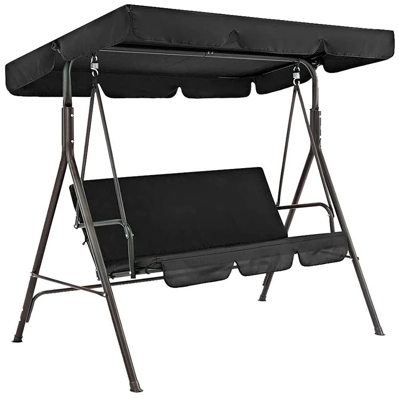 

Terrace Swing Chair Cover 2 Pieces / Set Universal Garden Chair Dustproof 3-Seater Outdoor Cover (Black)