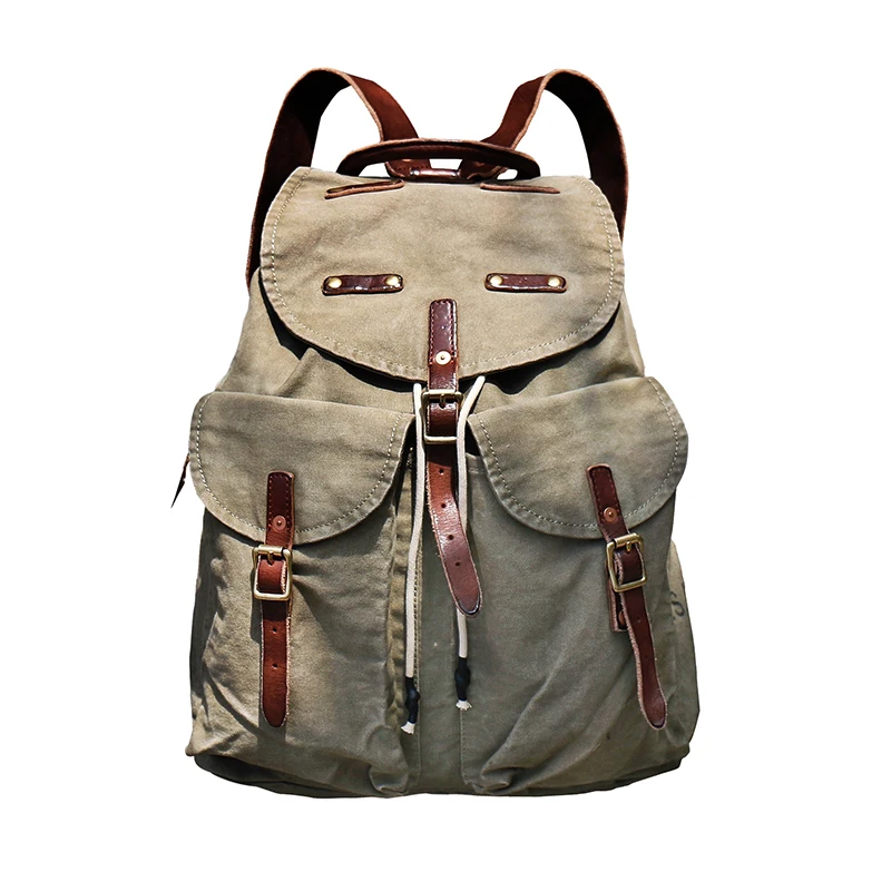 Fast Shipping,Super Quality 45cm*35cm*15cm American Vintage Waterproof Heavy Wax Canvas Backpack Unisex Computer Travel Bag