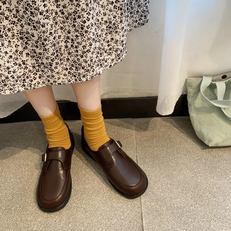 

Casual Woman Shoe Womens Derby Shoes 2020 Fashion Women's British Style All-Match Round Toe Female Footwear Soft Leather Modis