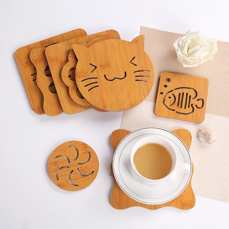 1 шт. коврик для кастрюль чаши деревянный мультяшный изоляционный подложка