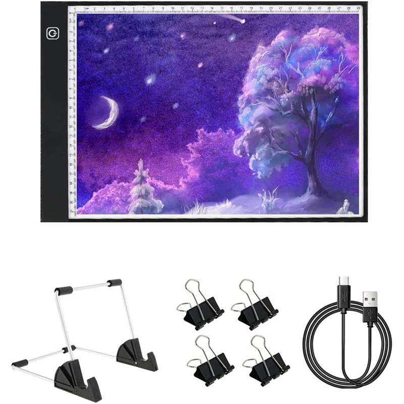 

A4 Diamond Painting Light Mat Kit with Metal Bracket LED Light Board Diamond Painting Mat DIY Dimmable Brightness