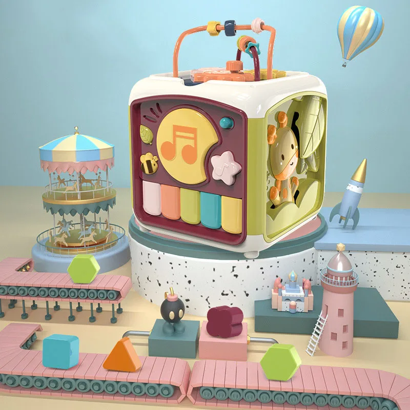 Кубик Детский развивающий 7 в 1 лабиринт с бусинами и подсчетом |