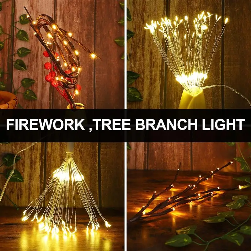 

2 шт./компл. свет ветвей дерева, водонепроницаемая сказочная лампа, фейерверсветильник, свет ветвей дерева для двора, ландшафта