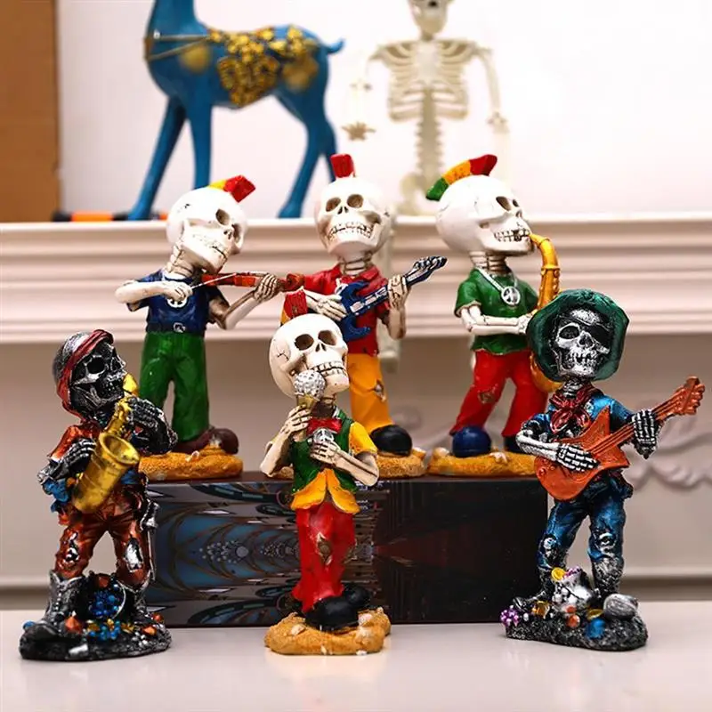 

Resin Skull Statue Halloween Decoration Skeleton Props Sculpture Ornaments Horror Ghost Pumpkin Model Home Office Desk Decor