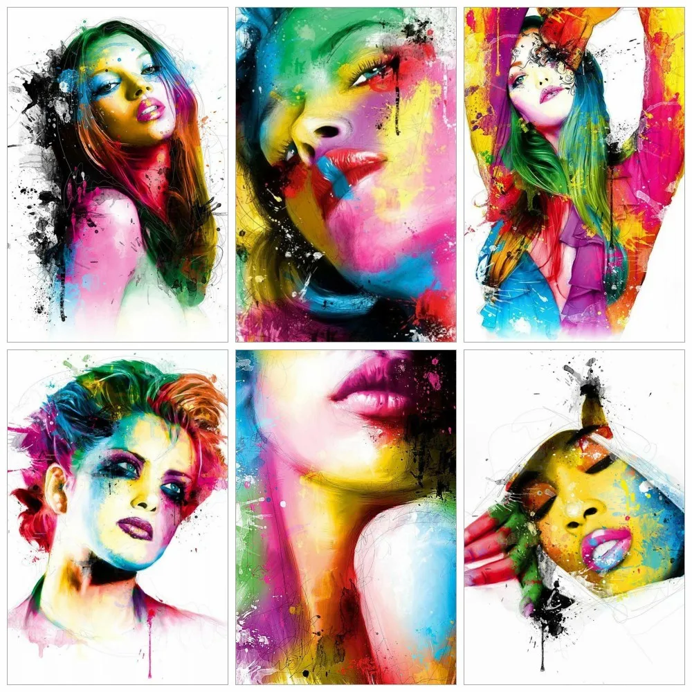 

Алмазная мозаика Huacan с вышивкой, картина с цветными стразами для девушек, 5D портрет стразы, ремесла, украшение для дома