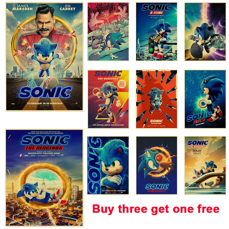 

Cartoon Character Kraft Paper Poster Sonic Series Poster Used To Decorate Bedroom, Bar, Living Room, Coffee Shop Poster