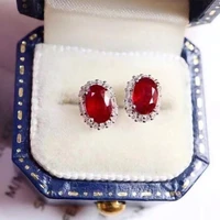 trendy 46mm oval natural ruby earrings women 100 925 sterling silver gemstone ruby earrings ins korean style birthday gift