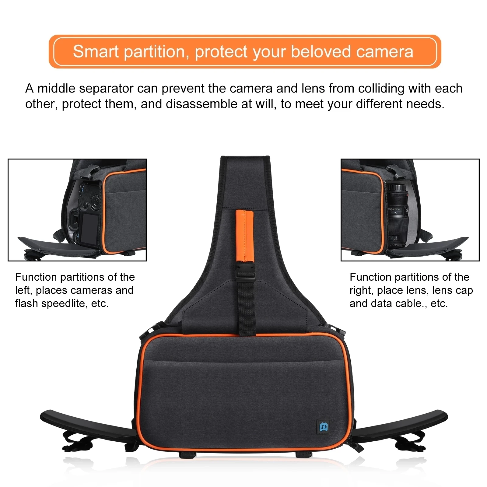 puluz outdoor portable triangle style slr camera bag sling waterproof backpack shoulder messenger bags with removable lens bag free global shipping