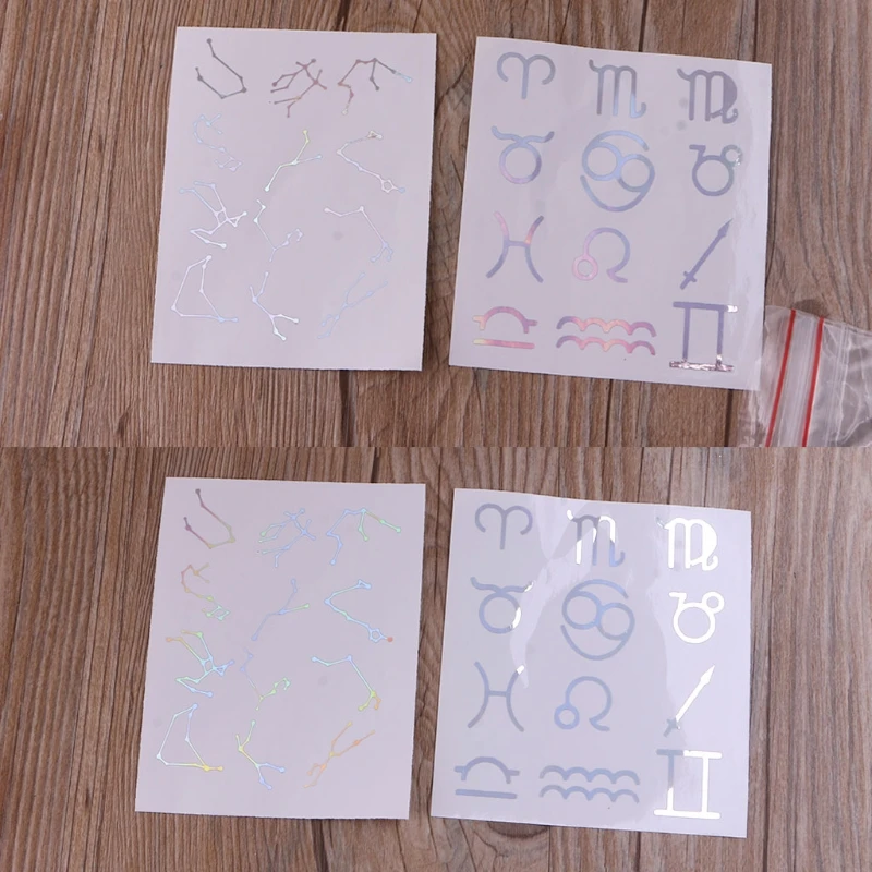 

5Pcs 12 Constellations Reflective Mirror Paper Self Adhensive Epoxy Resin Fillings Resin Mold Fillings Resin Stickers W0YA