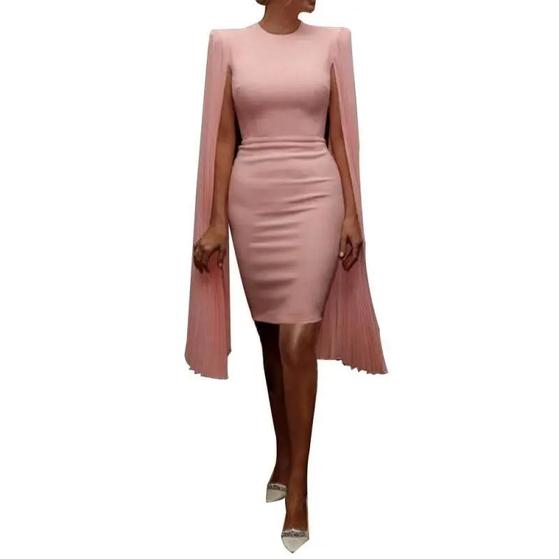 До колена круглый вырез офисный женский вечеринка Bodycon платье 2019 Новое