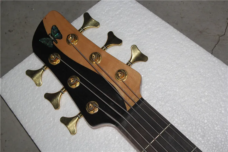 Заводская изготовленная на заказ электрическая бас-гитара 11yue с узором в виде алдера, 6 струн, Бабочка Делюкс