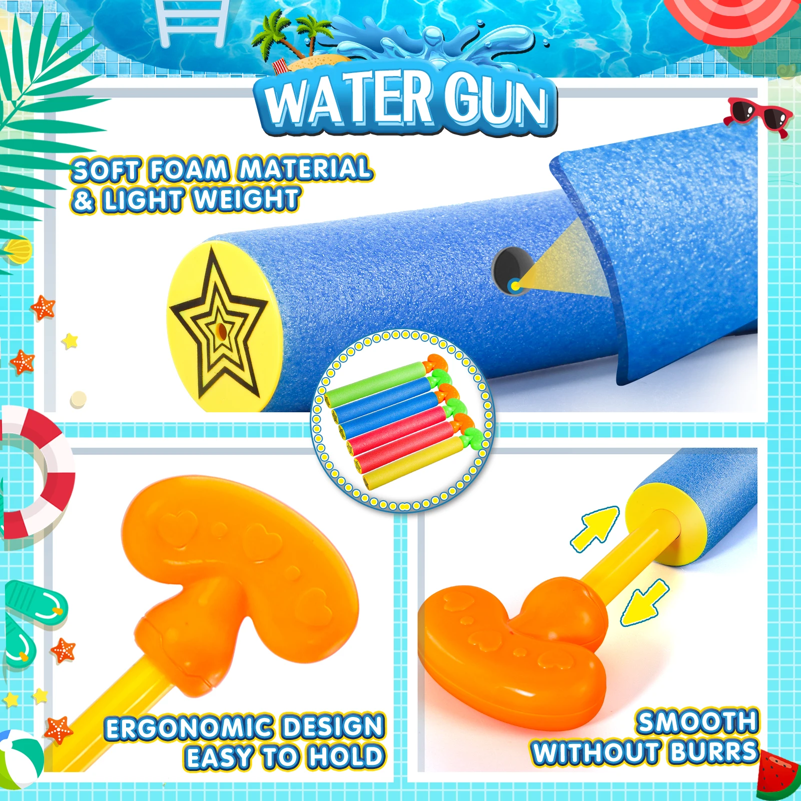 6 шт Пена Водяные Пистолеты игрушка комплект водный бластер съемки пушки
