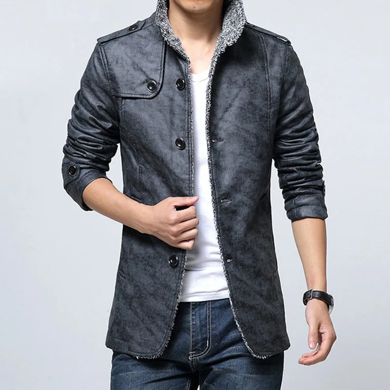 Мужская Зимняя шерстяная куртка модная мужская кожаная шерстяное пальто одежда