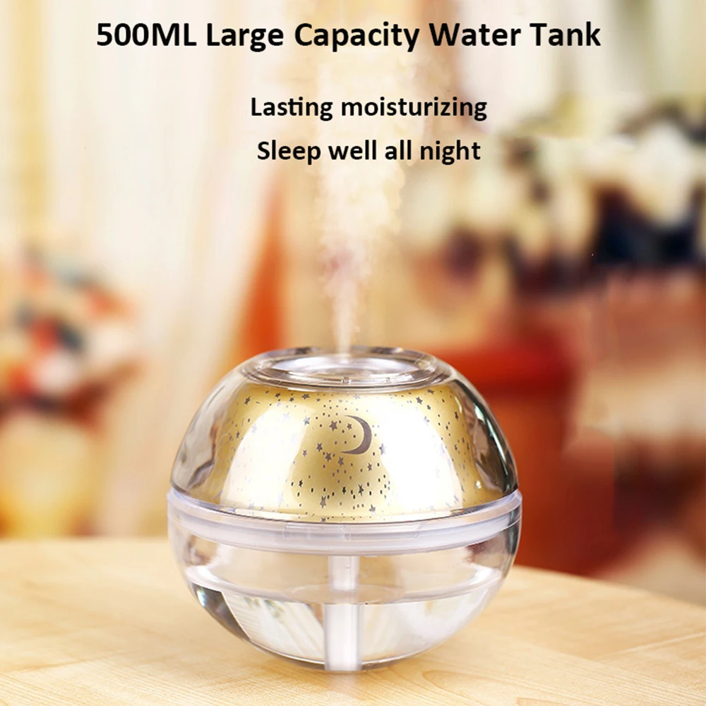 

Star Projector Lamp Humidifier 500ML USB Aroma Diffuser Ultrasonic Mist Maker LED Night Light for Home Air Humidifier