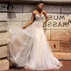 Женское свадебное платье без рукавов, с кружевной аппликацией
