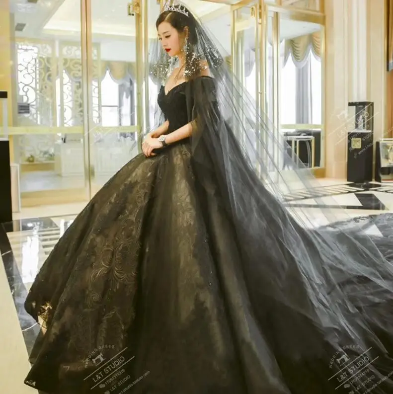 Свадебное светильник принцессы с длинным шлейфом и одним плечом|Женские платья| |