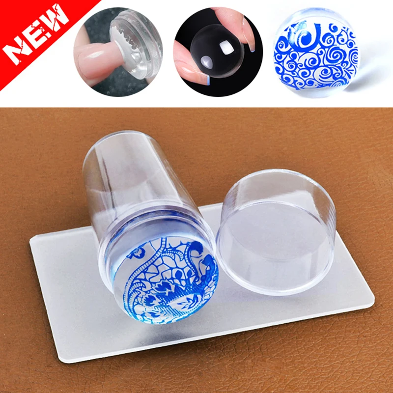 

Nail Salon Fully Clear Jelly Nail Art Stamper Scraper Set 2.6cm Print Silicone Marshmallow Nail Stamp Stamping DIY Tool Template