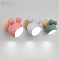 nordic mickey wall lamp bedroom bedside lamp corridor lamp makaron simple lovely childrens room wall lamp