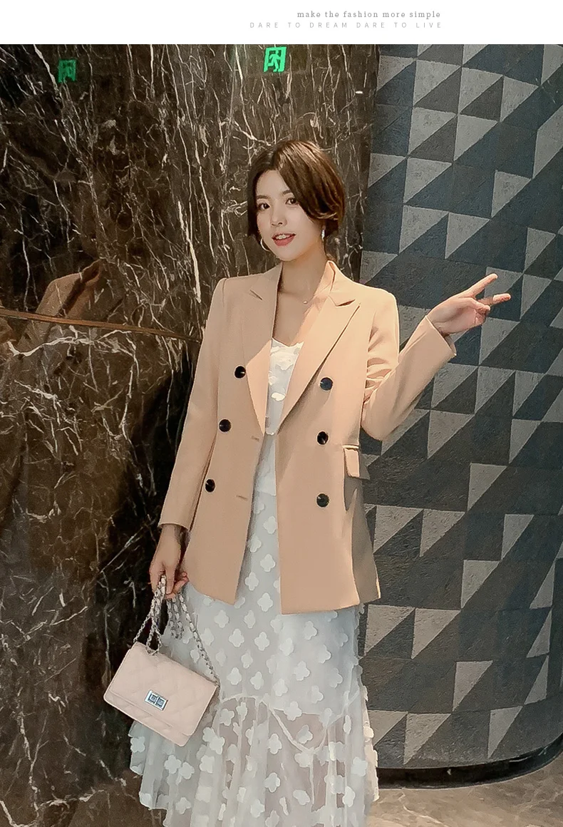 

Spring 2021 new Korean version of the small suit in the long loose small suit with long sleeve coat women