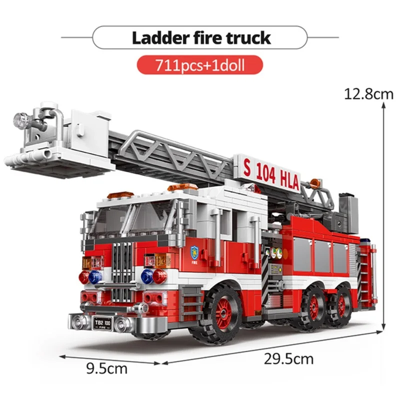 

8 in 1 Fire Truck Fighting Building Blocks City Vehicle Car Fireman Figures Engine Bricks Educational Toy Children Gift