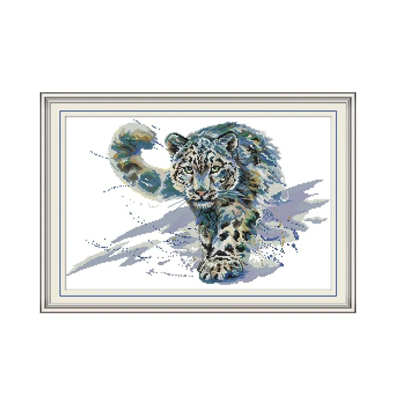 

Snow Leopard Animal Paintings Counted Printed on Canvas 14CT 11CT DMC Cross Stitch Kits Embroidery Needlework Set DIY Home Decor