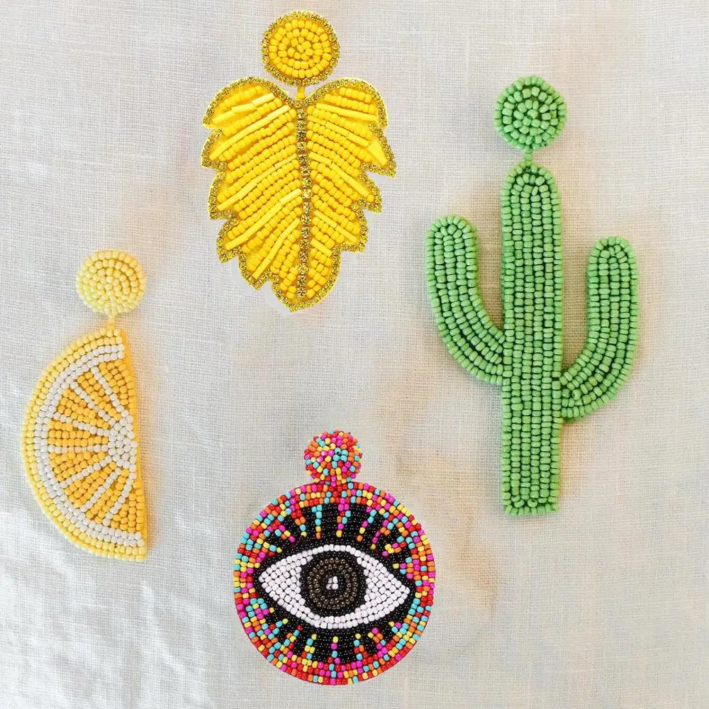 Miwens бусы серьги кактус для женщин ручная работа капли из бисера в виде листьев