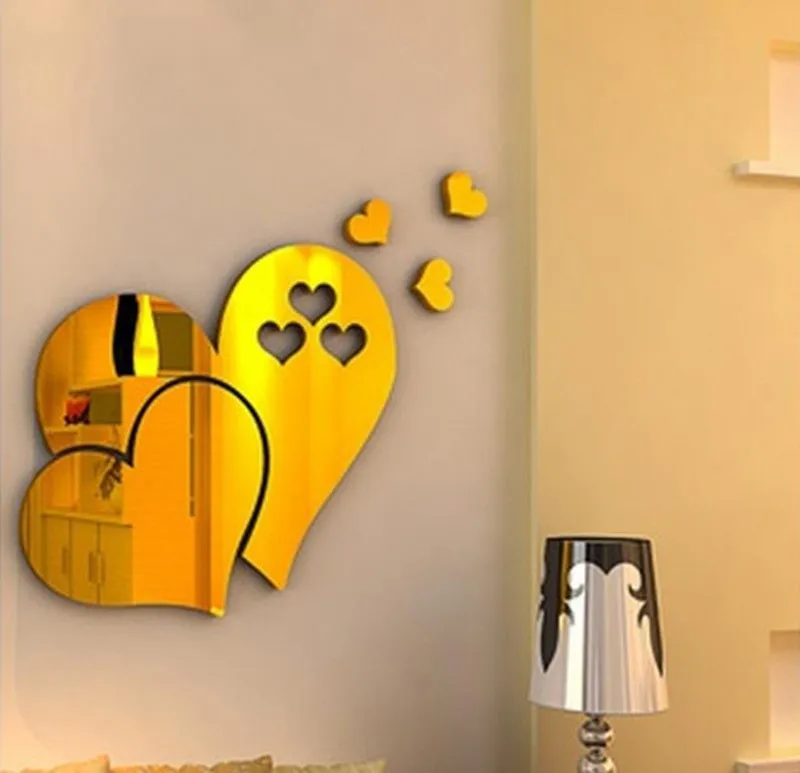 

3d Mirror Love Hearts Wall Sticker Decal Diy Wall Stickers For Living Room Modern Style Home Room Art Mural Decor Removable