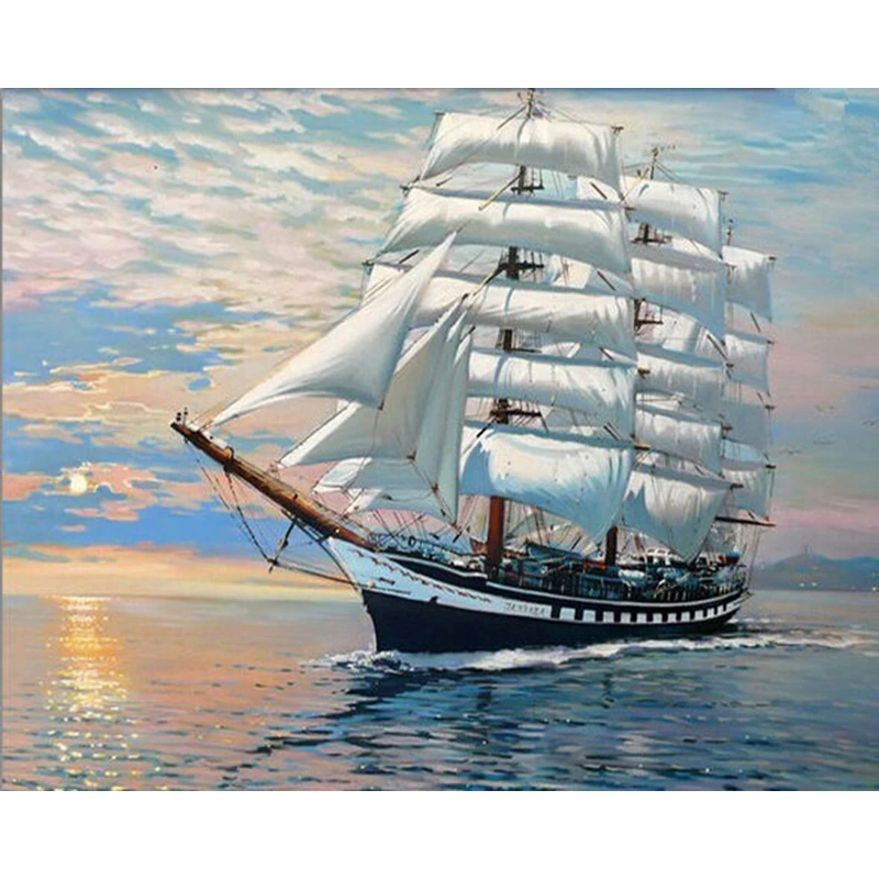 

Painting By Number Scenery Paint On Canvas sailboat Kits Drawing HandPainted DIY Art Gift Picture By Number Coloring Home Decor