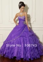 romantic vestido de festa sweetheart crystal beading prom gown 2018 purple organza ruffles ball gown mother of the bride dresses
