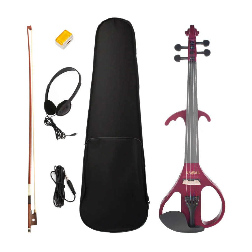 

Violin Fiddle 4/4 Electric Violin Solid Wood Purple Red With Case Shoulder Rest Bow Rosin Headphones Instrument For Music Lovers