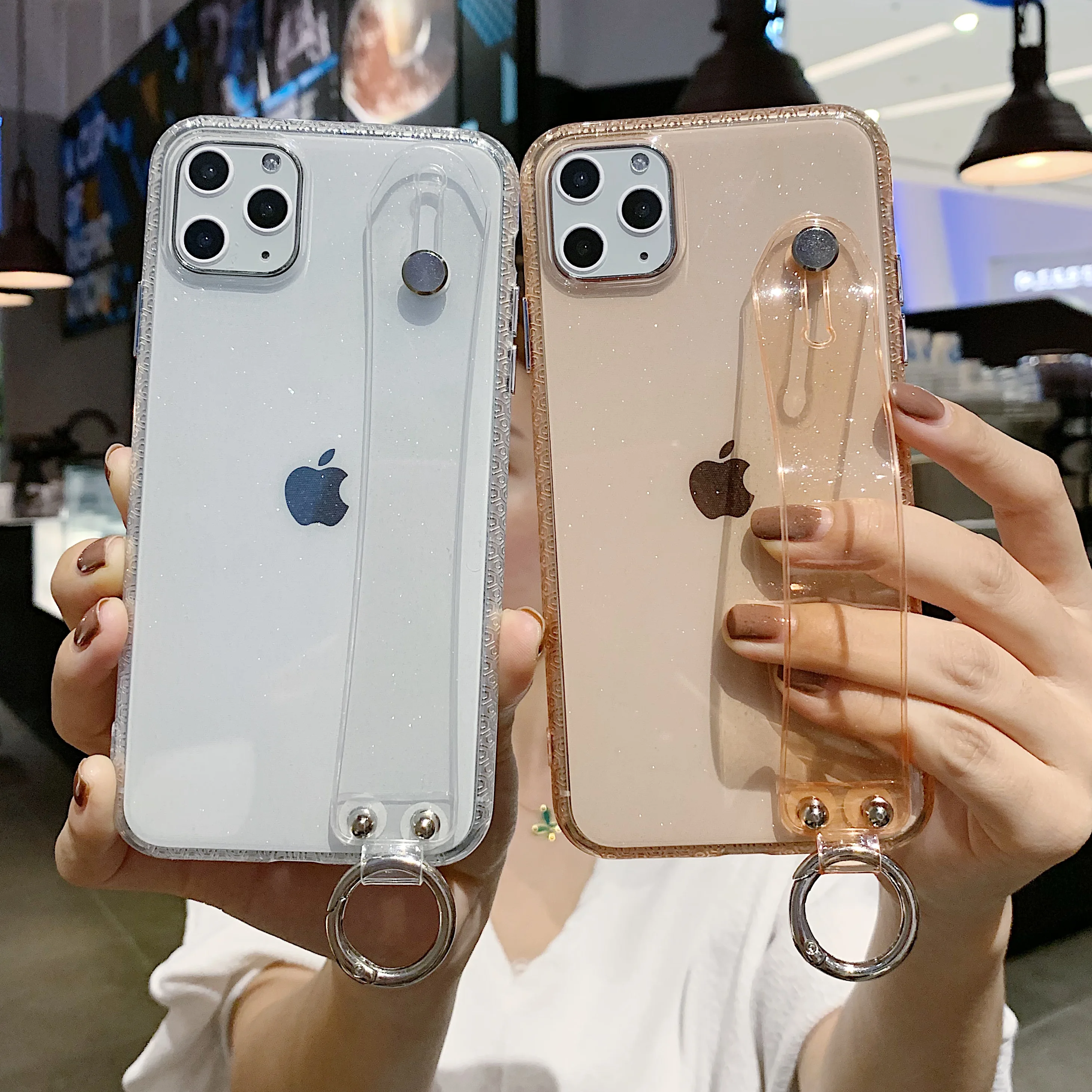Блестящий держатель для пудры чехол телефона iPhone 11 X XR XS Max 6 6S 7 8 Plus прозрачный