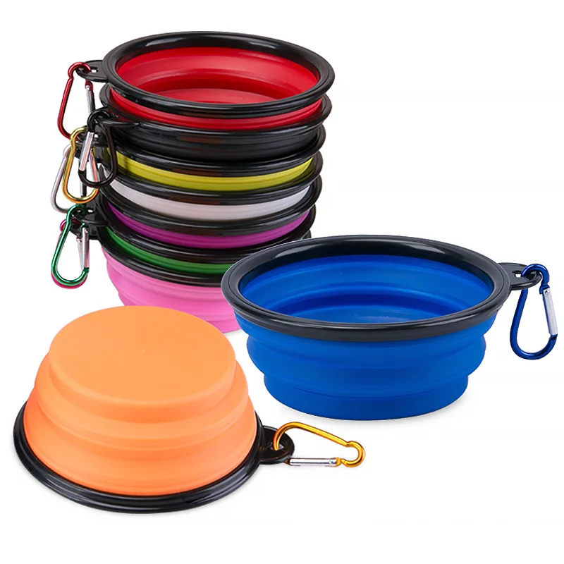 

Dog Bowl, Pet Feeding Bowl, Silicone Collapsible, With Travel Carabiner, Can Hold Water And Food