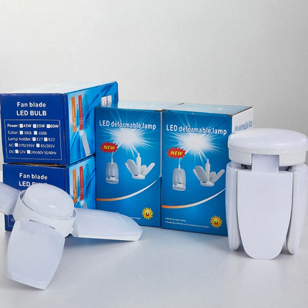 220 В E27 супер яркий светодиодный складной светильник с четырьмя листьями для