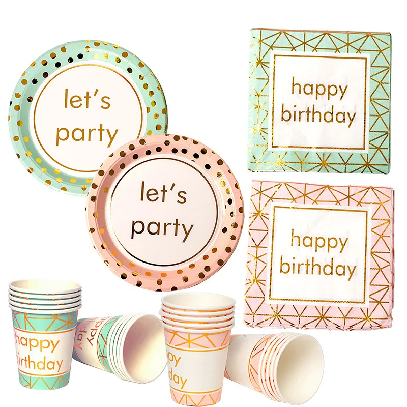 Тарелки из зеленого розового золота для салфетки стаканчиков товары дня