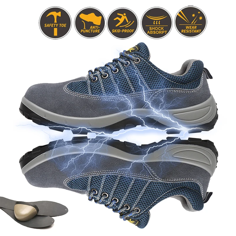 Мужские рабочие ботинки со стальным носком Безопасные Антистатические