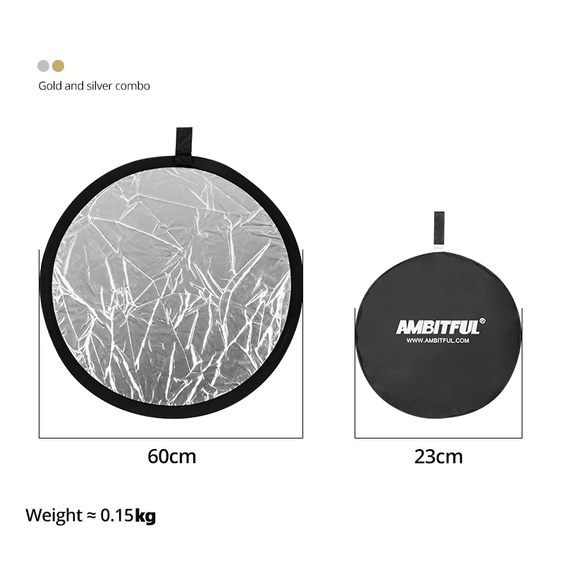 Круглый отражатель для фотосъемки 2 в 1 золотисветильник и серебристый цвета |