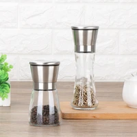 stainless steel pepper grinder mill glass body spice salt kitchen accessories portable cooking tool glass stainless steel