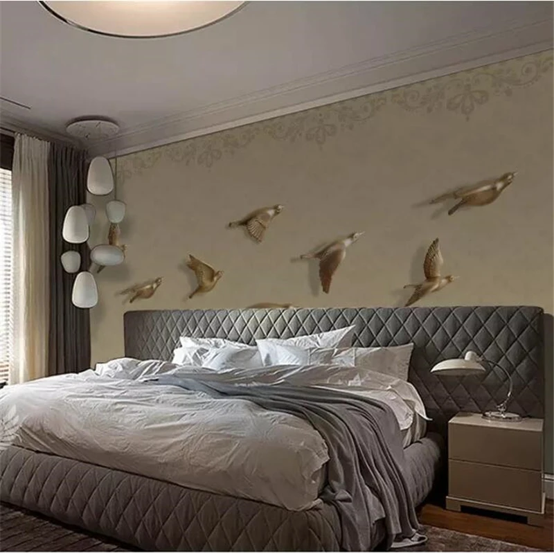 

Custom wallpaper 3d large murals new Chinese flying TV bird background wall painting papel de parede for living room wall paper