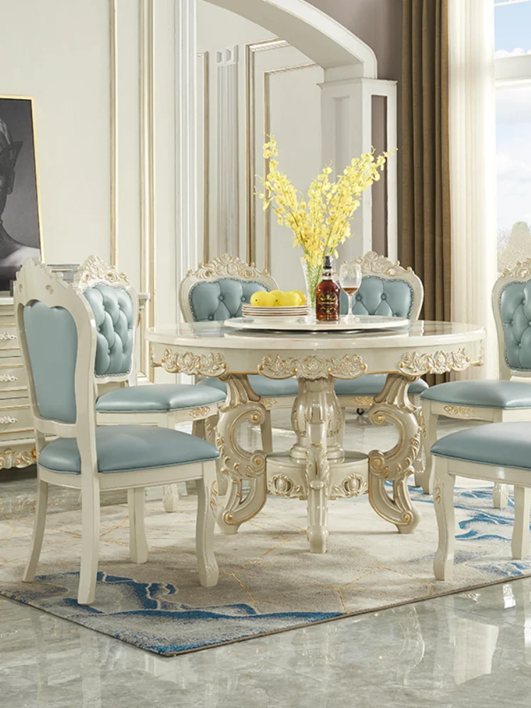 Набор обеденных столов и стульев в европейском стиле из массива дерева с