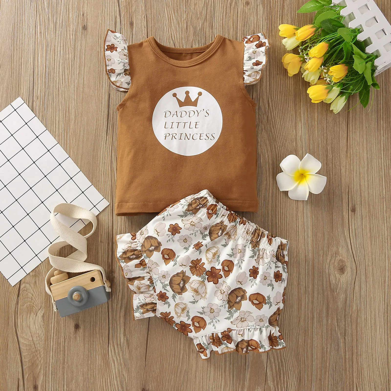 Для новорожденных для маленьких девочек комплект одежды малышей С рукавами