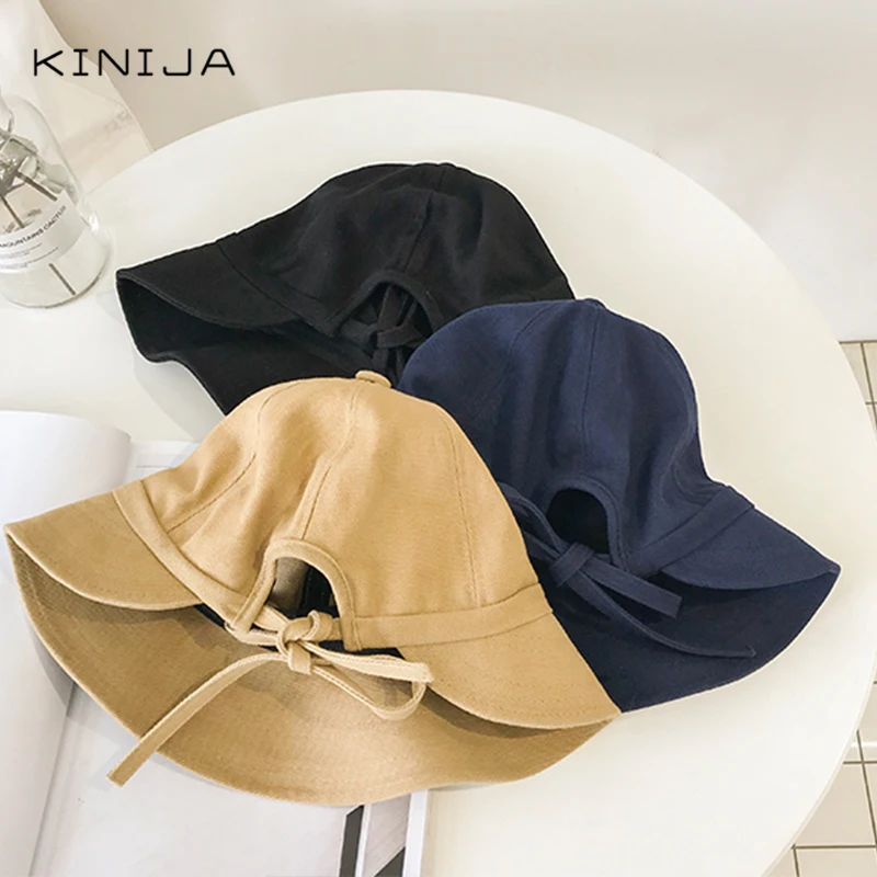 Шляпа женская летняя Корейская версия галстук веревка девочка чистый цвет