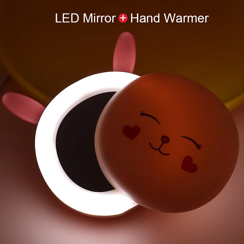 

3 in 1 Mini Hand Warmer USB Rechargeable Power Bank Hand Warmer Electronic LED Light Vanity Mirror Heater