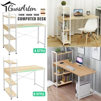 90100120cm computer laptop desk modern style computer desk with 4 tiers bookshelf for home office studying living room