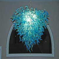 hand blown glass crystal chandelier sea blue w90xh90cm led art pendant light indoor lustre hotel hallparlor decoration