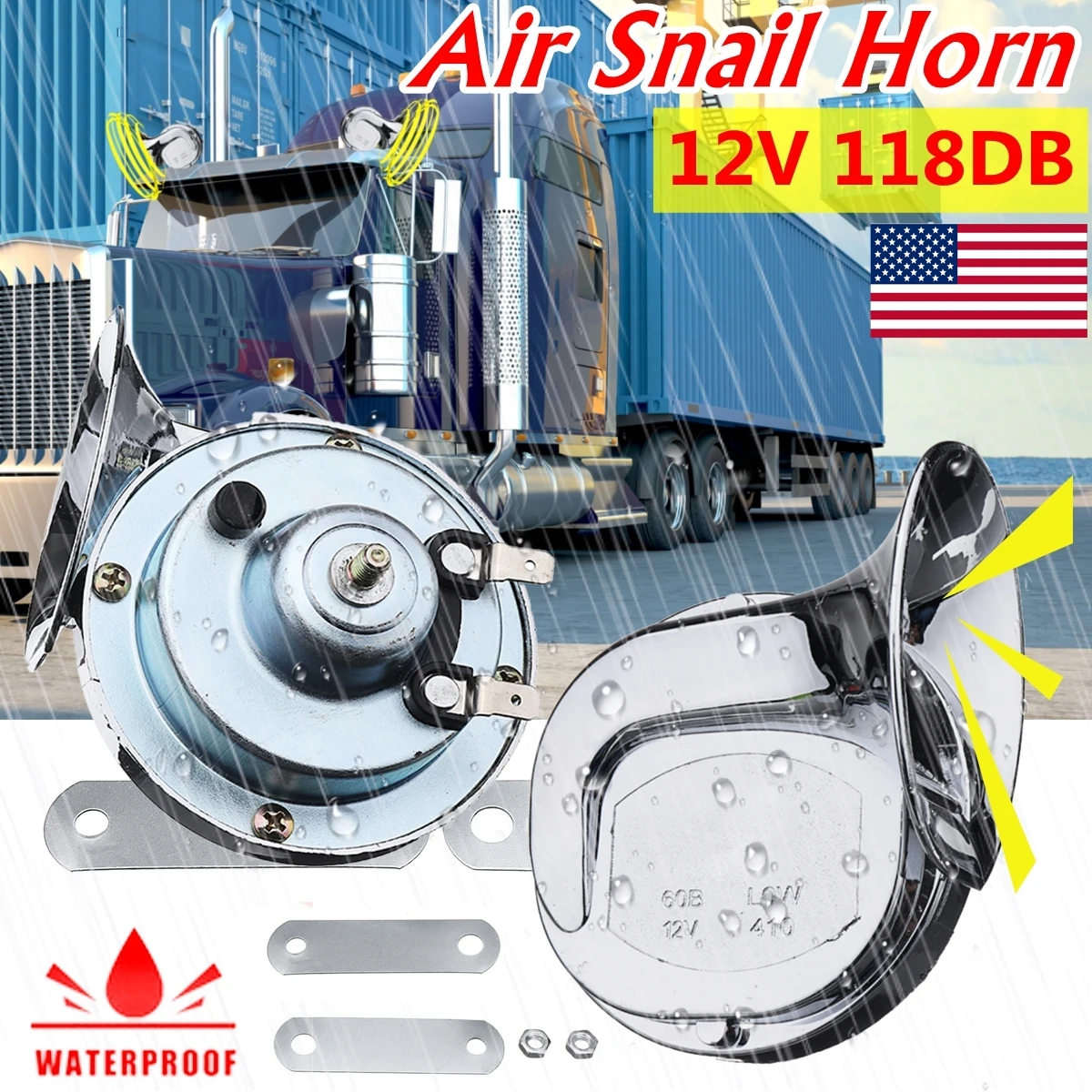 Новый дизайн пара 12 В 110 дБ Универсальный громкий звук Улитка хромированный