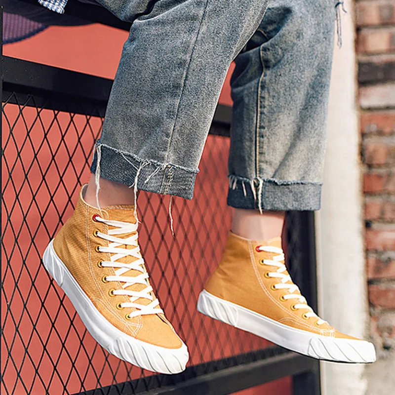 Высокие парусиновые туфли мужские кроссовки крутые повседневные