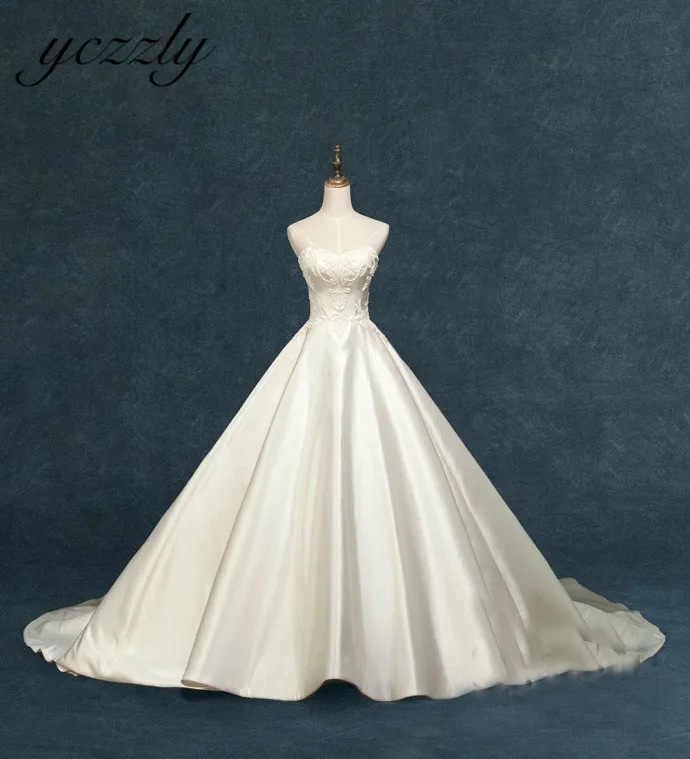 

Женское атласное свадебное платье, простое ТРАПЕЦИЕВИДНОЕ ПЛАТЬЕ с аппликацией сердечком, винтажное свадебное платье, RW437, 2019