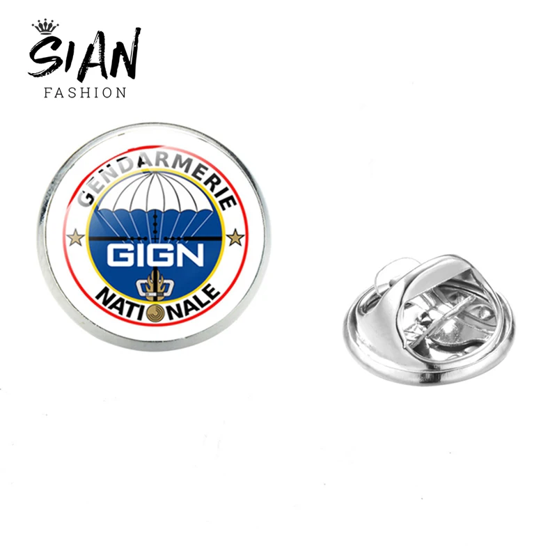 Мужская брошь из нержавеющей стали с кабошоном и стеклянным узором - купить по