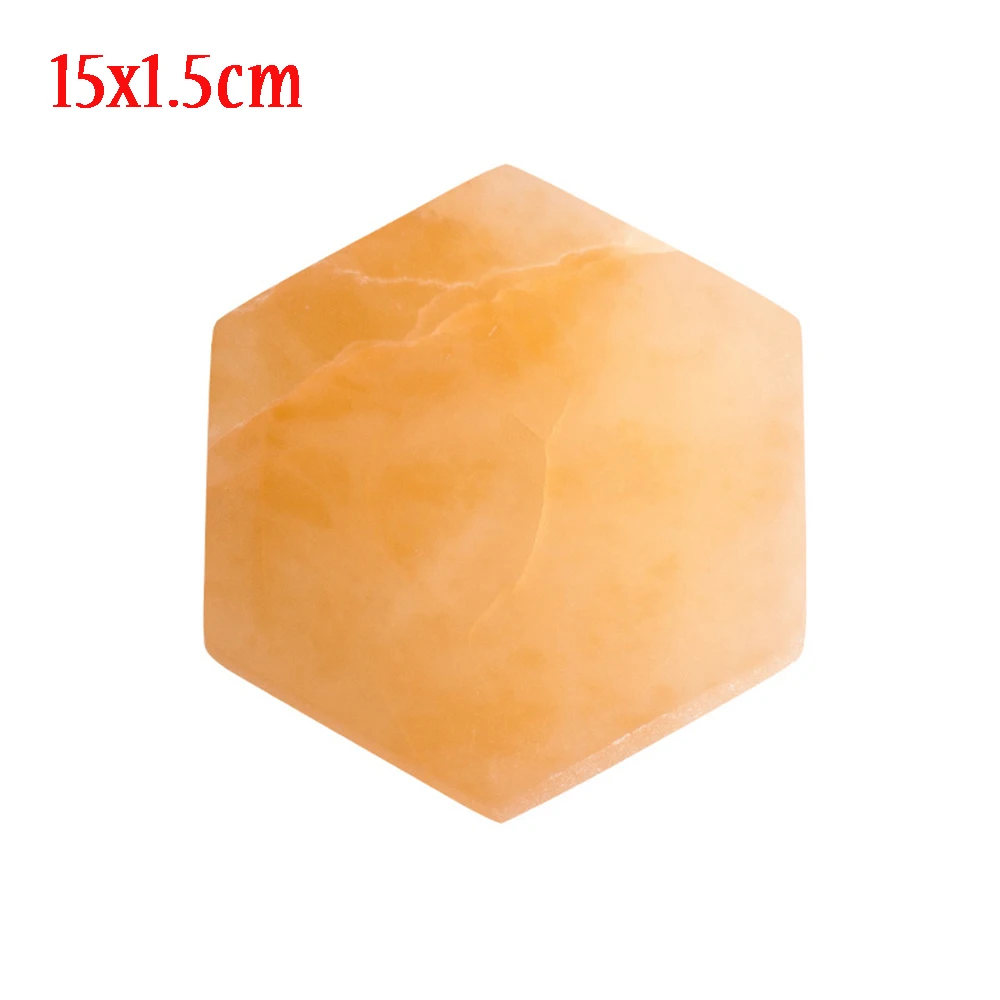 

15x1.5cm Orange Hexagon Selenite Ornament Reiki Healing Crystals Charging Plate Meditation Reiki Crystal for Home Decor Pendulum